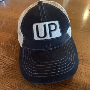 UP Upper Peninsula Michigan Trucker Cap Hat Embroidered Black Beige Outdoors